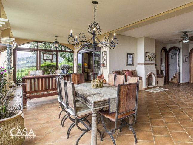 Living and dining on an open patio with amazing views in Boquete, Panama